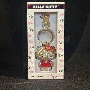 Hello Kitty Glittering Red and Silver Keychain